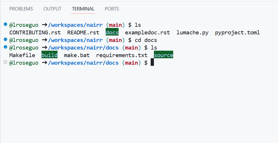 cd to docs in the codespaces terminal.