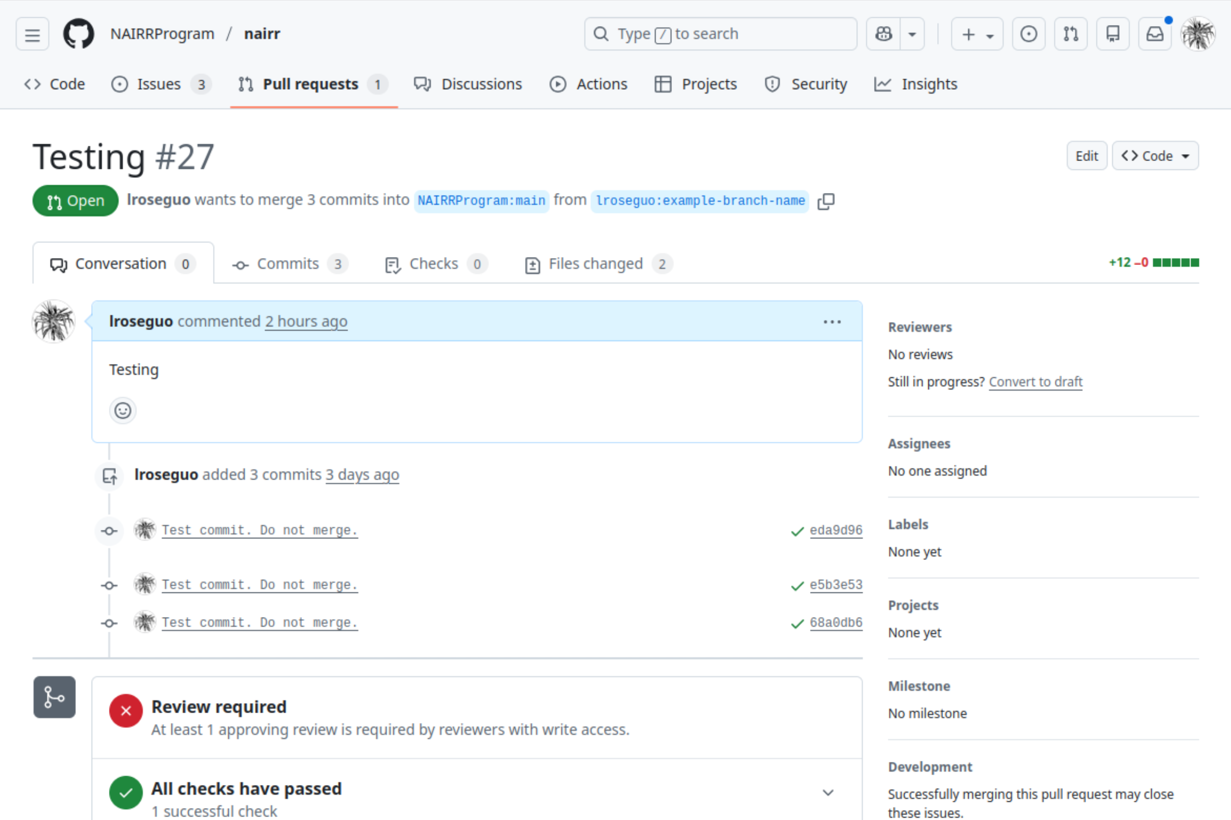 The Pull Requests page.
