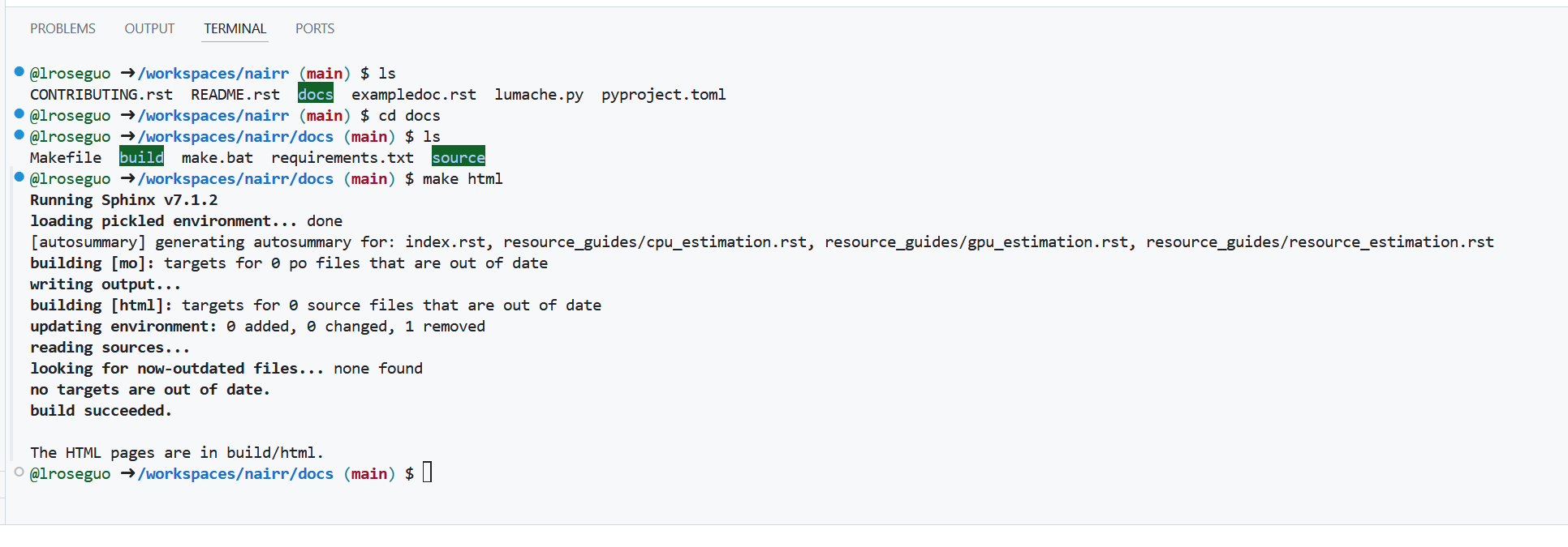 Building the project with Make.